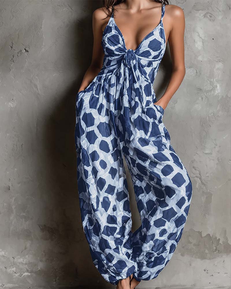 Overall Luipaardprint Bretelles Wijde Pijp