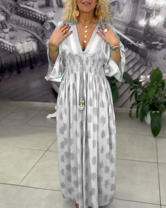 Jurk Losse Vakantieprint Taille Maxi