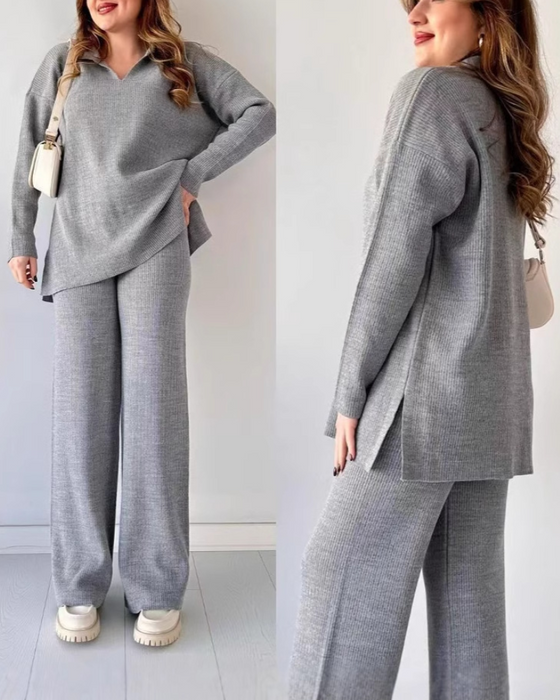 Twee - delig Set Met Eenkleurige En Brei - kenmerken