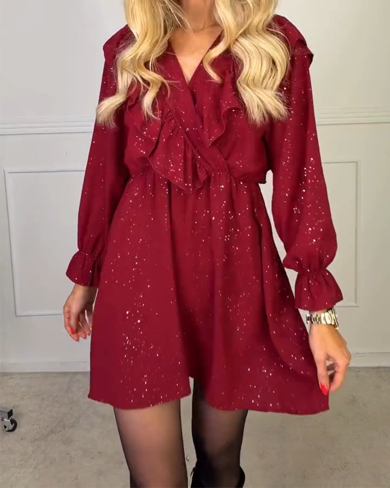 Stijlvolle Jurk Met V-Hals In Effen Kleur