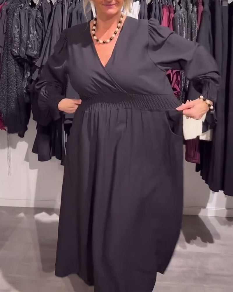 Jurk Met Pofmouwen En Taille-Omlijstend Design