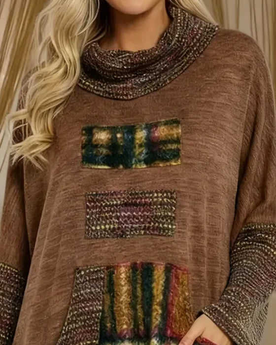 Retro Jurk Met Coltrui En Colorblock