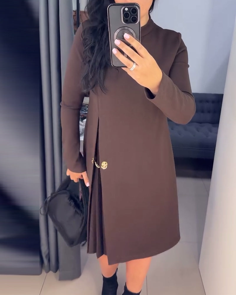 Elegante Jurk Met Geschilderd Patchwork