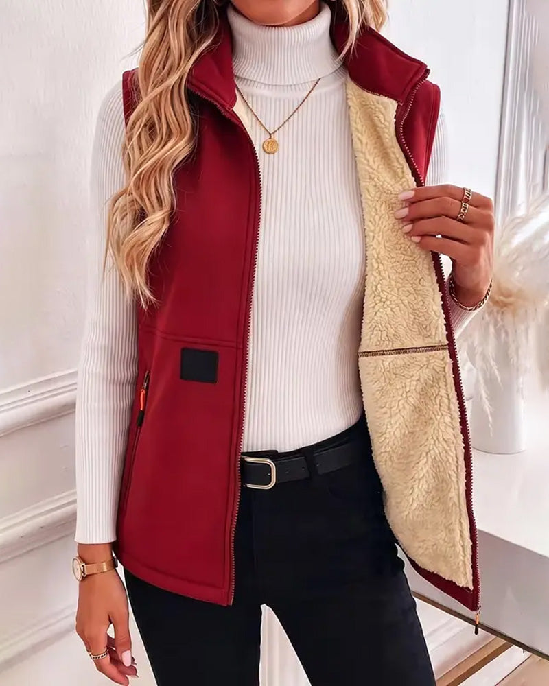 Cardigan Gevoerd Polar Fleece Open Voorzijde