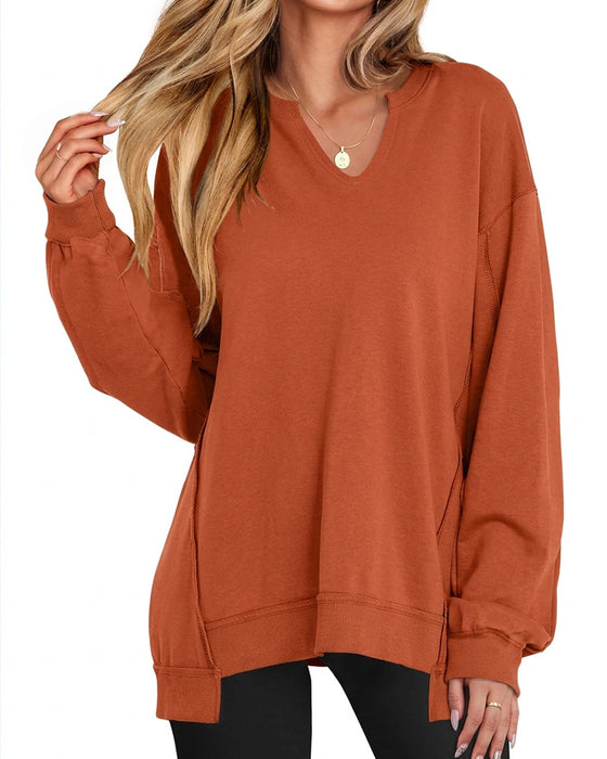 Sweater Kleine V-Hals Ruim Casual Lange Mouwen