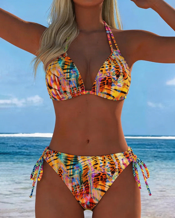 Bikini Kleurrijk Luipaardprint Halternek