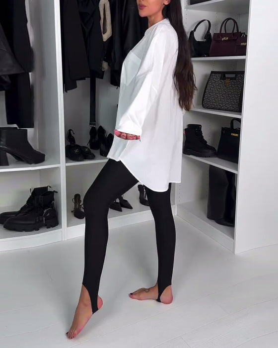 Effen Kleur Legging Met Enkelbandjes