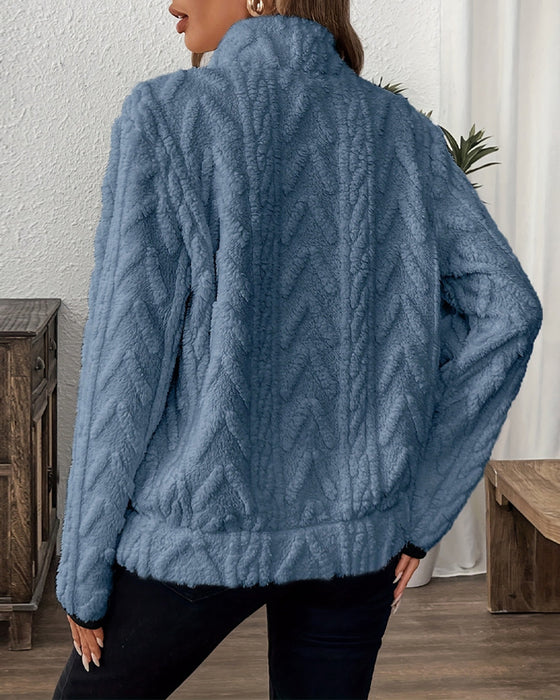 Sweater Met Rever Rits Voor Pluizig