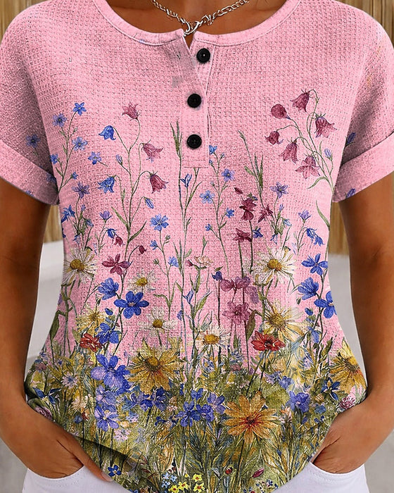 Top Henley Wilde Bloem Daisy Wafel