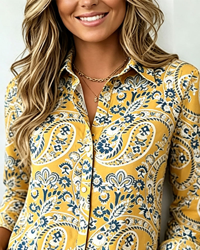Shirt Rever Paisley Lange Mouw