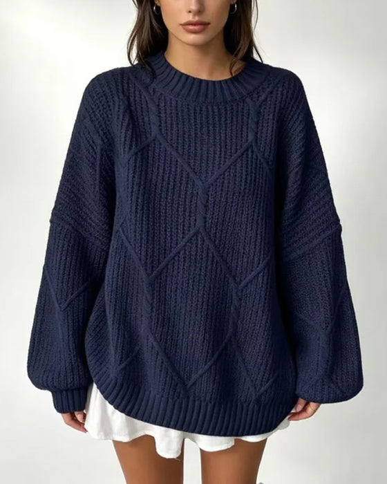 Pullover Effen Kleur Lange Mouwen