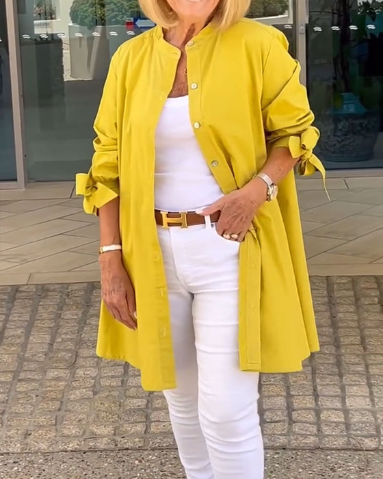 Shirt Effen Casual Lange Mouwen