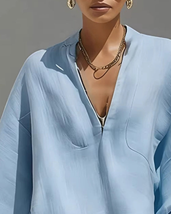 Set V-Hals Ontspannen Mouw Casual