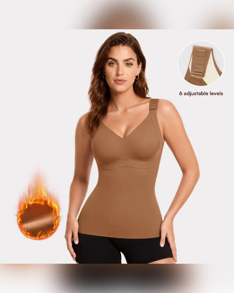 Top Dames 3-In-1 Licht Nauwsluitend Zacht Thermisch Shapewear Ingebouwde Bh