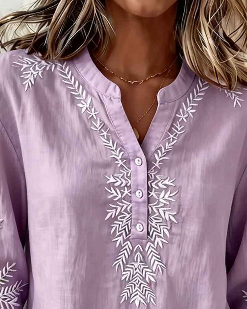 Shirt Artistiek Linnen Print