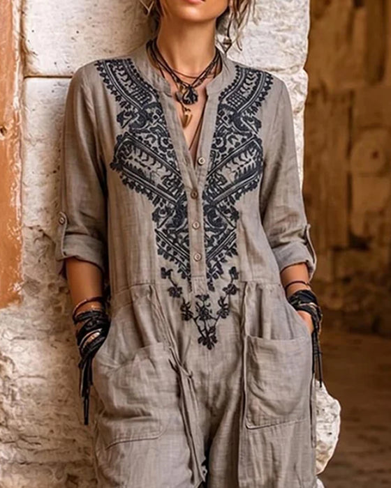 Jumpsuit Bedrukt Tapered-Leg Cargo