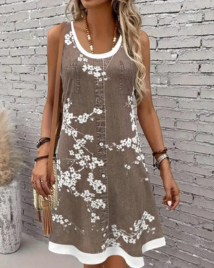 Jurk Casual Mouwloos Vest Print