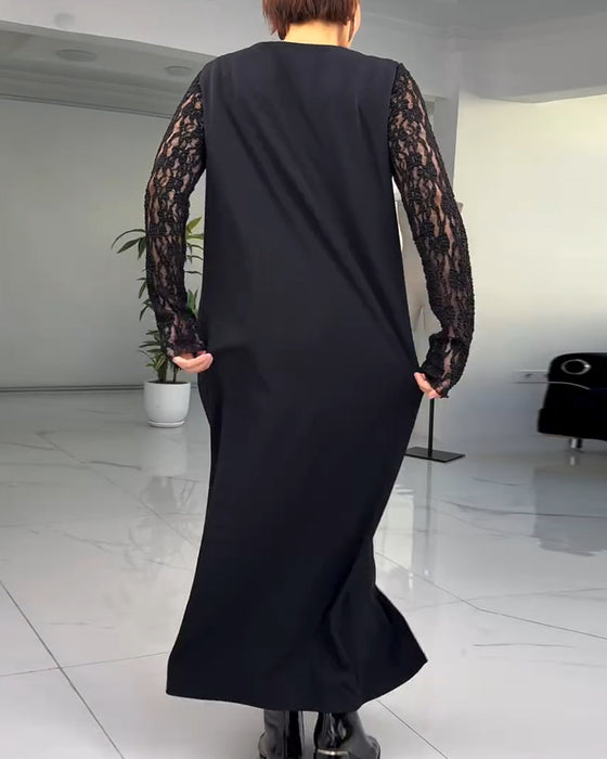 Jurk Europese En Amerikaanse Kant Stiksels Split