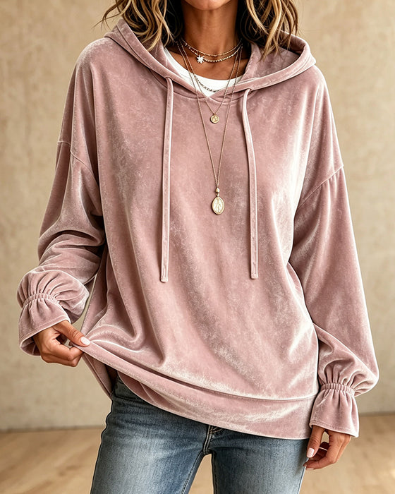 Hoodie Effen Kleur Lange Mouwen