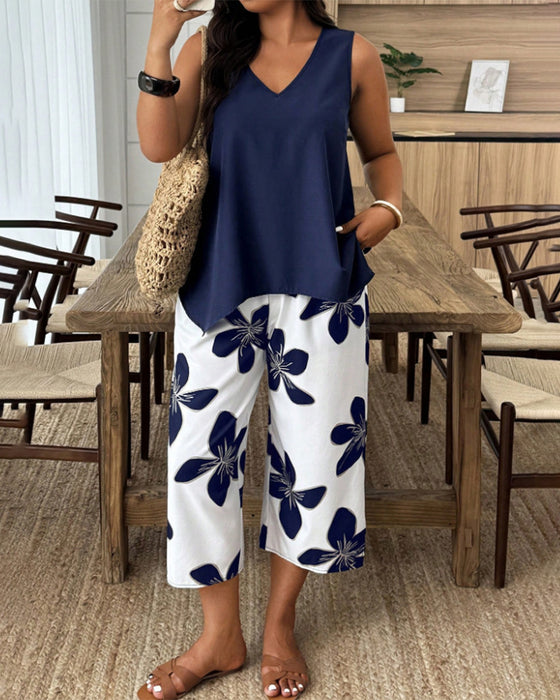 Set Elegant Print Mouwloos