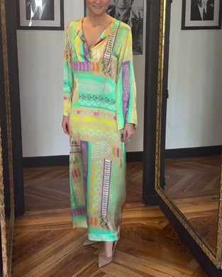 Jurk Met Lange Mouwen En Strikprint