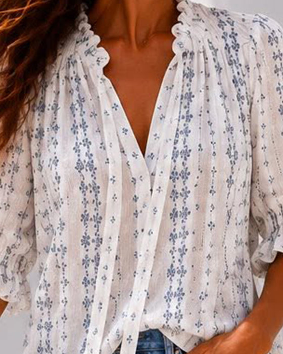 Blouse Klein Bloemig Ruche