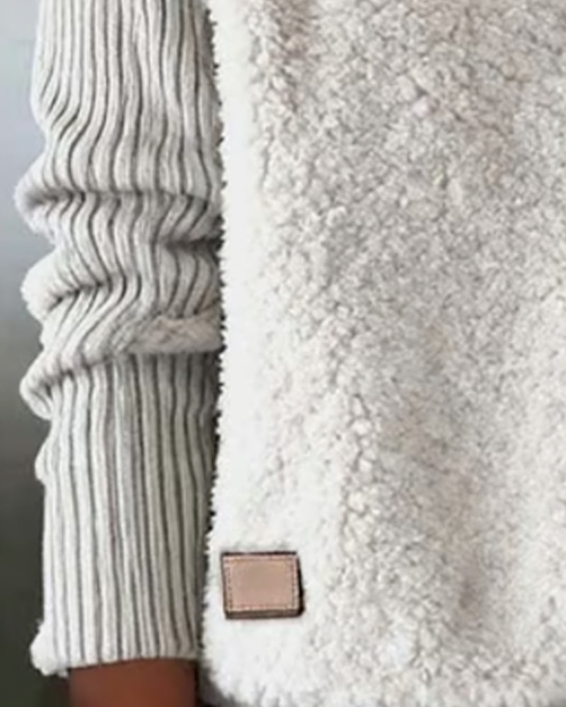 Modieuze Sweatshirt Met Ronde Hals En Patchworkdetails