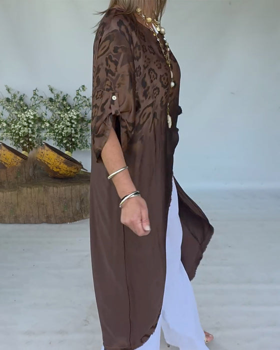 Blouse Met Leopardprint Ombré Lang