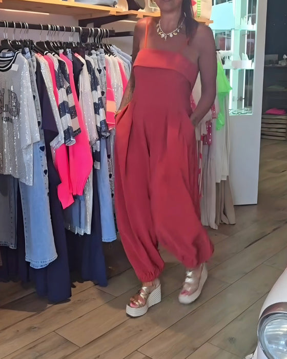 Jumpsuit Bandeau Spaghettibandjes Wijde Pijp