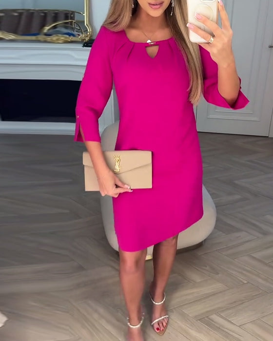 Jurk Elegant Effen Kleur Hol Recht