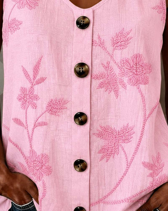 Tank Top Bloemen Camisole Metalen Ring