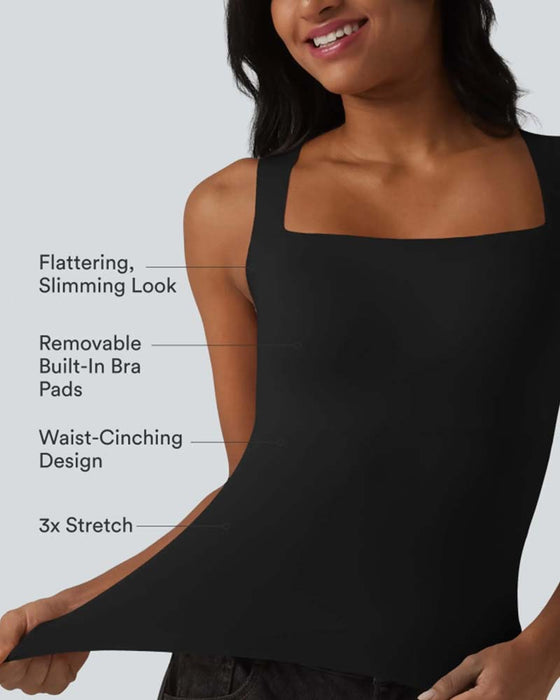 Tank Top Effen Kleur Vierkante Hals Ingebouwde Bh