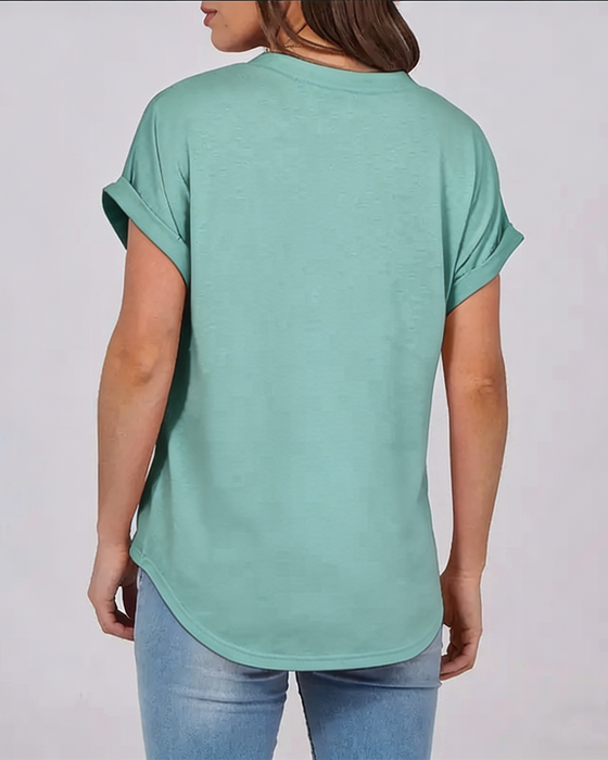 T-Shirt Effen V-Hals Korte Mouw