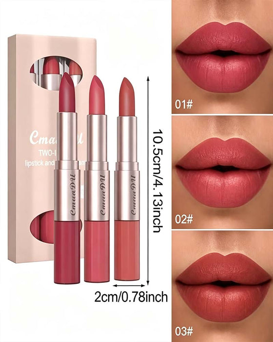 Set 2-In-1 Dubbelzijdige Lippenstift En Lipgloss