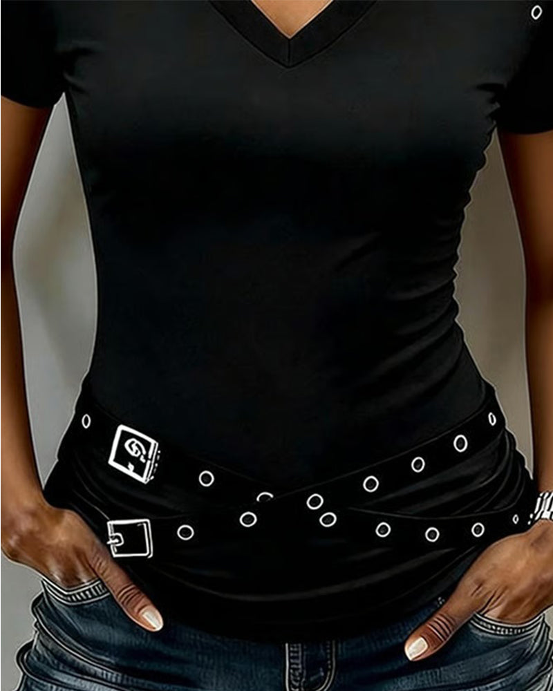 T-Shirt Kruisband Hol Uit Slim Pasvorm