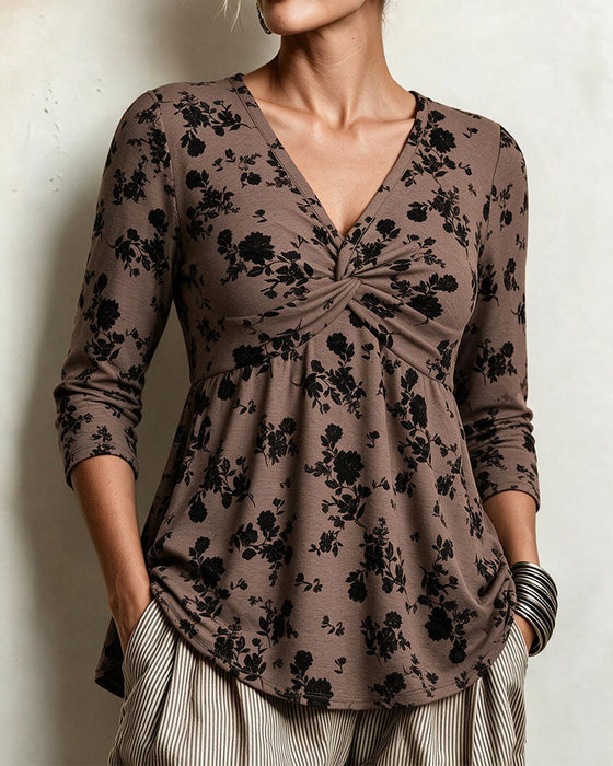 Top V-Hals Print Casual