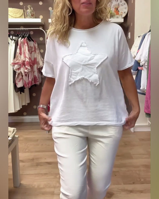 T-shirt casual losse ronde hals
