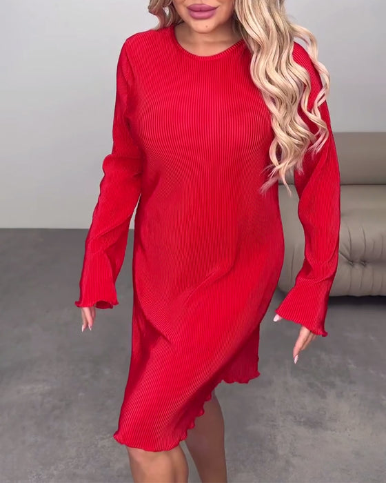 Casual jurk effen kleur knielengte