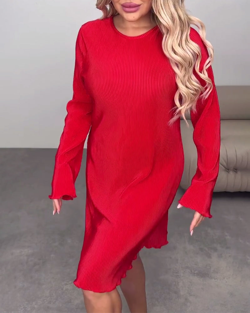 Casual jurk effen kleur knielengte