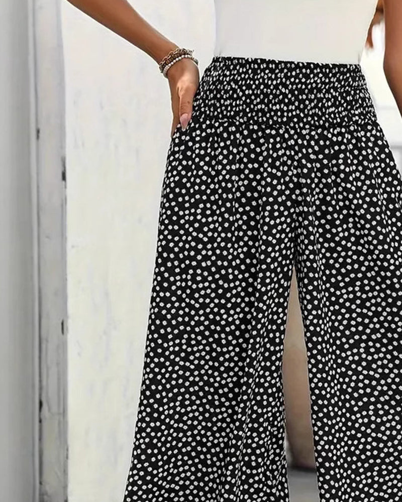 Broek Stippen Los Hoge Taille Wijd