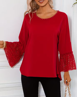 Blouse Kant Klokmouw Crewneck