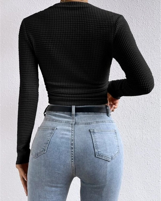 Top Slim Fit Veelzijdig Lange Mouw
