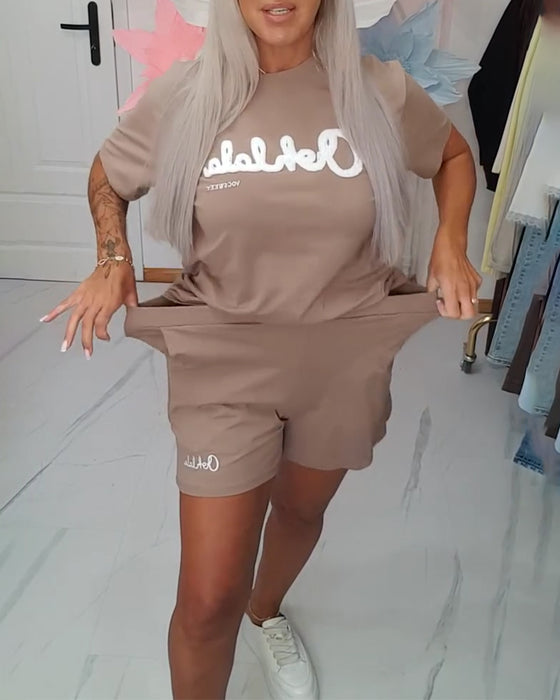 Set Casual Korte Mouw Handdoek Borduurwerk