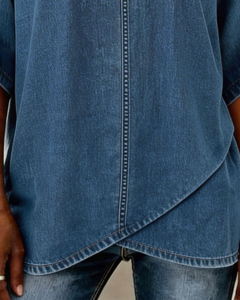 Top V-Hals Vrijblijvend Denim