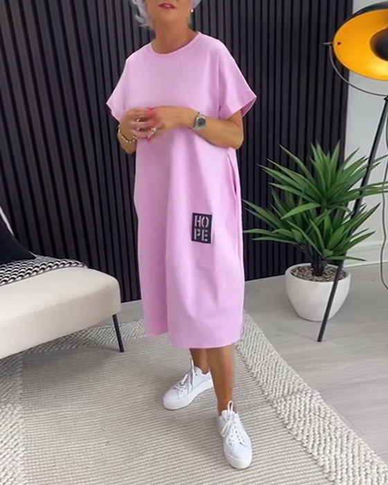 Jurk Korte Mouw Casual Recht Zak