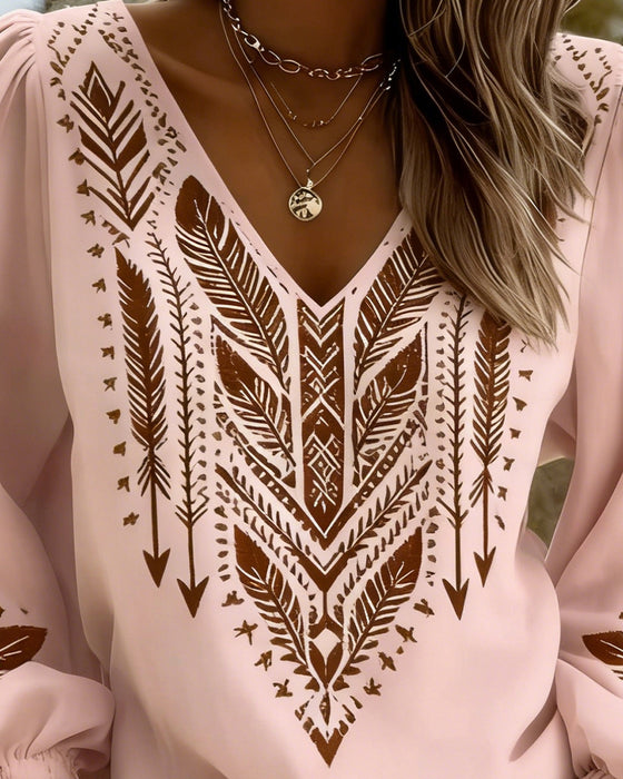 Blouse Poofmouw V-Hals Wijdvallend