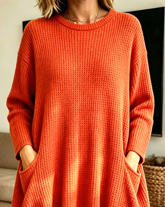Sweater Dress Stijlvol Lange Mouw Zak