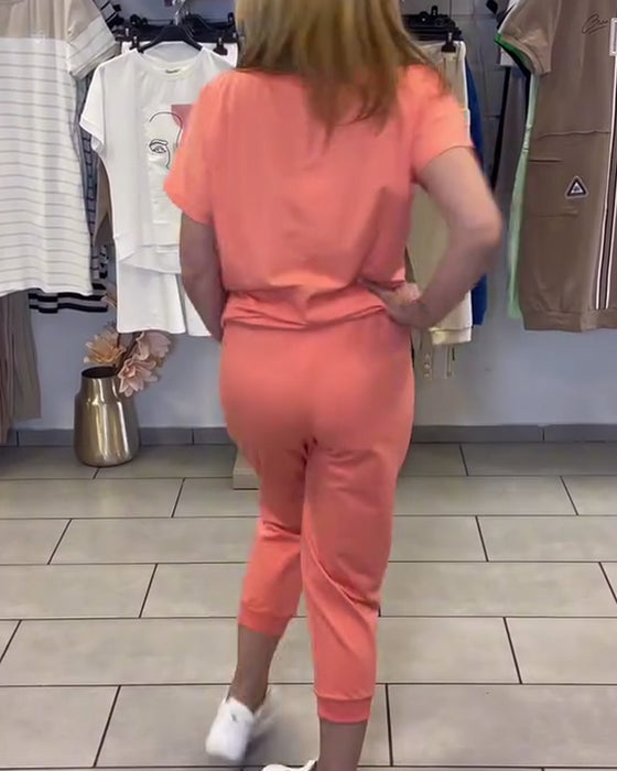 Set Casual Bedrukt Crop Pants