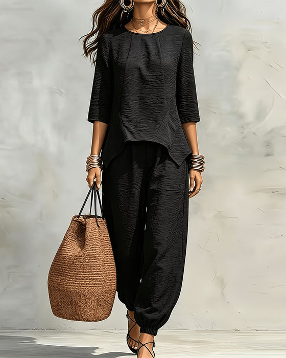 Set Onregelmatige Blouse En Joggerbroek