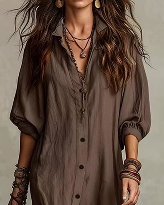 Jurk Gestructureerd Lang Cardigan Shirt